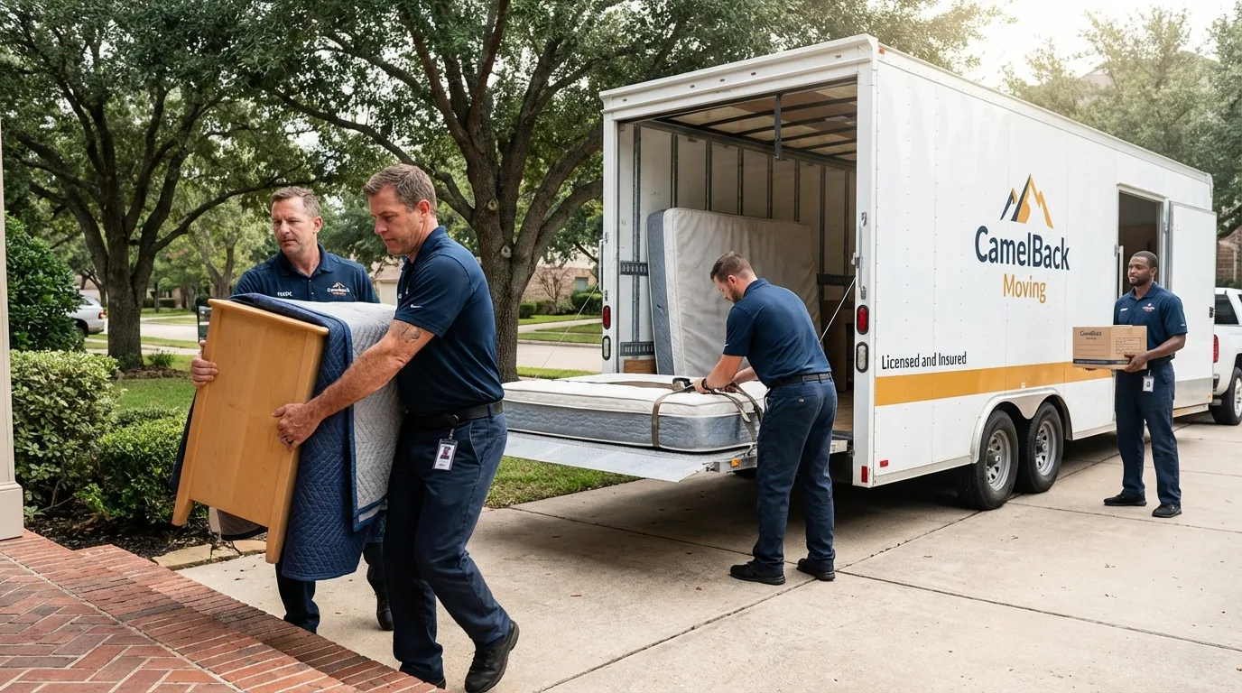 Crew loading residential truck for cross-state move from Asheville, NC