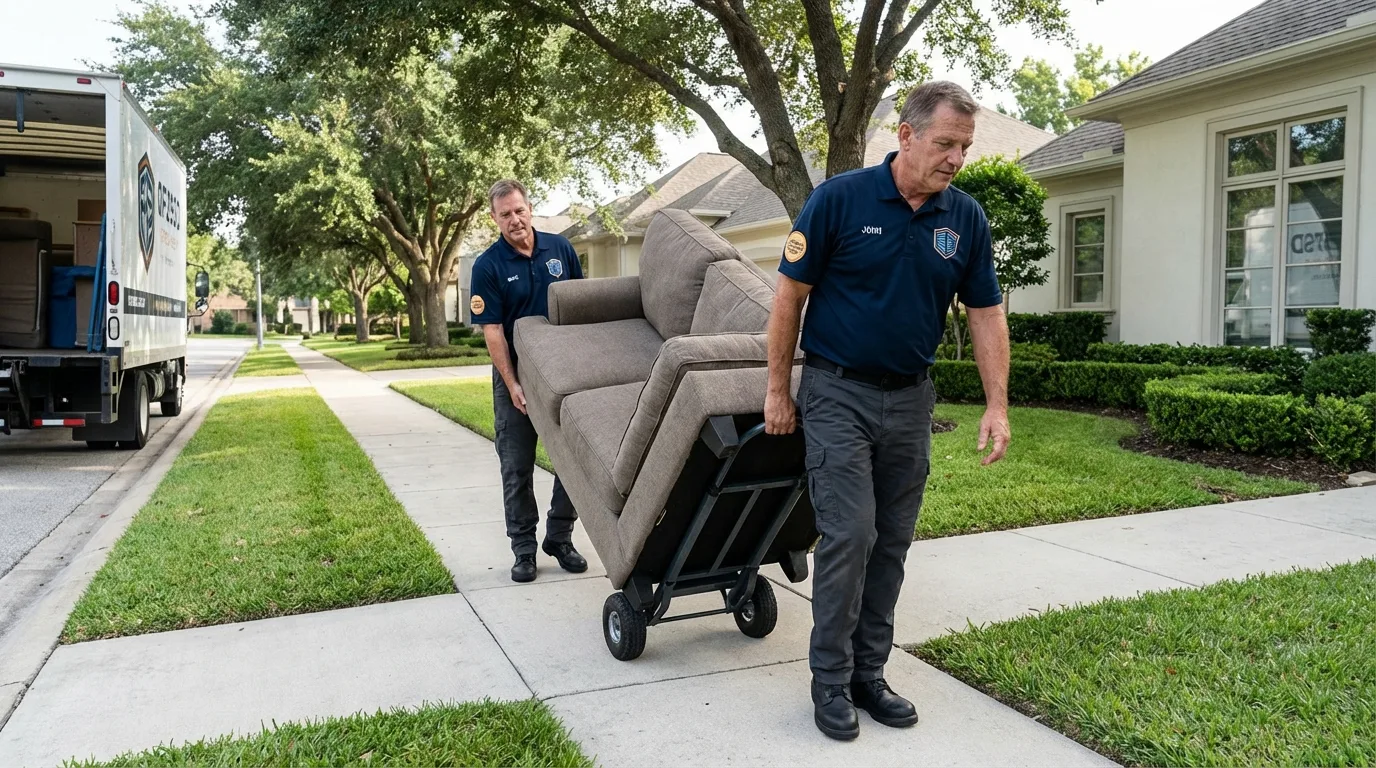 Local residential moving crew loading furniture in Asheville, NC